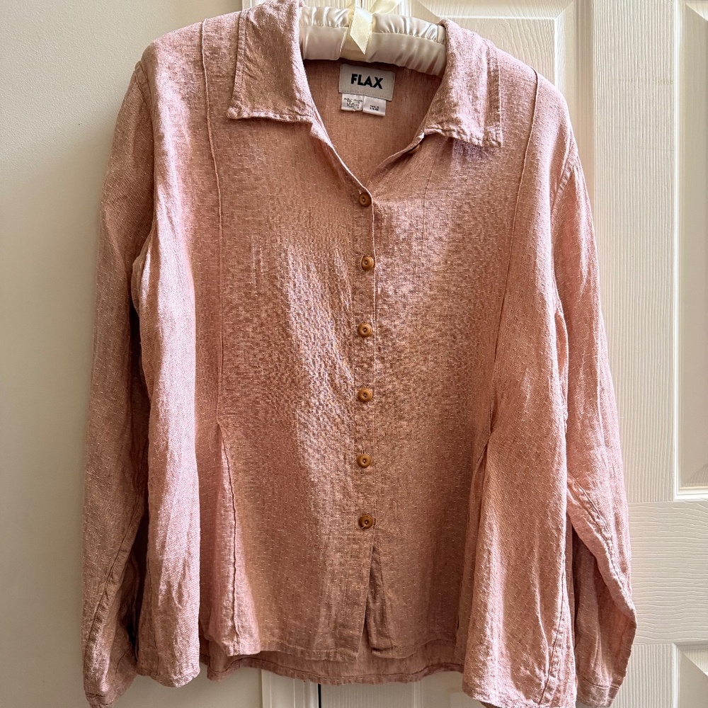 Flax Linen Best Blouse in Blush Pink Sz L